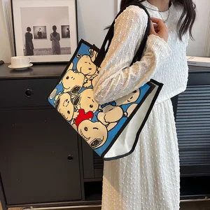 Kawaii Snoopy Anime Canvas Bag, Cartoon Bag, Large Capacity Portable Backpack, Casual, All-Match Backpacks 12 Main Sales Snoopy Backpack - №9