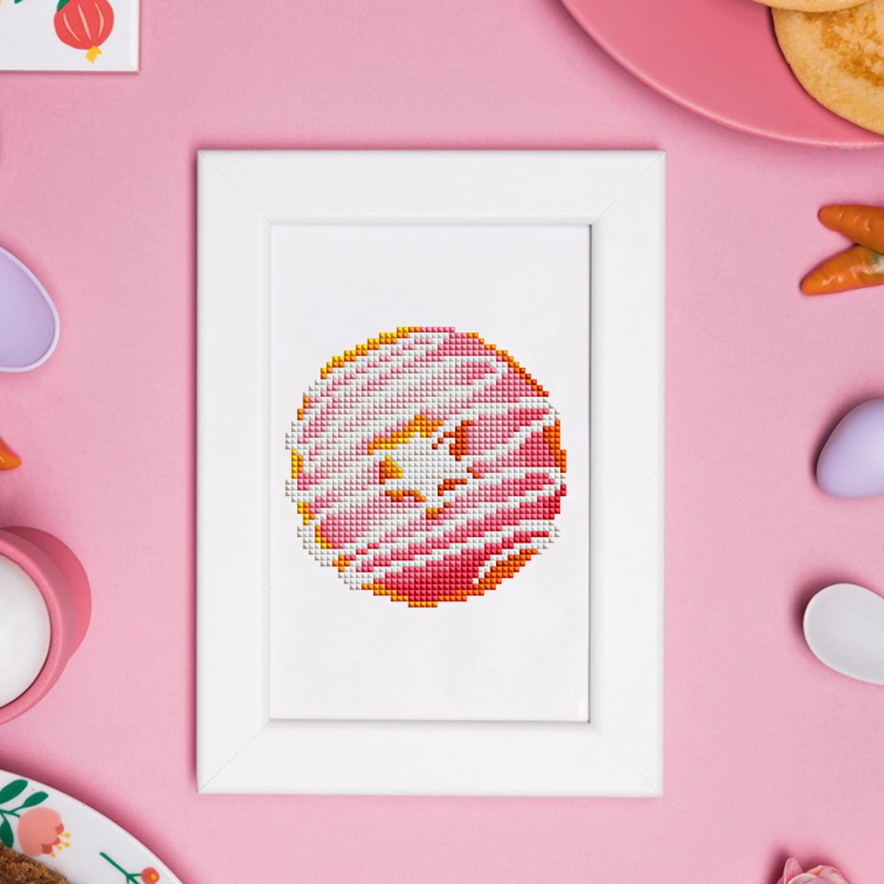 12pc Cute little Cakes Diy Mini Diamond Embroidery Donuts and Croissants 5D Diamond Painting Simple Home Decor Dopamine style