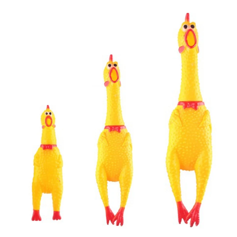 New Pet Dog Squeak Toy Scream Chicken Squeeze Dog Chew Toy Durable And Fun Yellow Rubber Exhaust Chicken Durable Easy Install