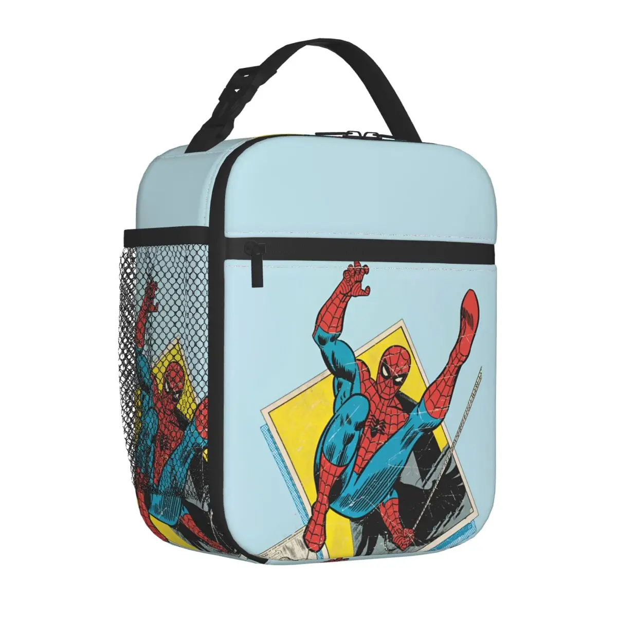 Spider Man Swinging Out Of Comic Panels Lunch Bag Picnic Lunch Box For Child Funny Print Tote Food Bags Waterproof Cooler Bag