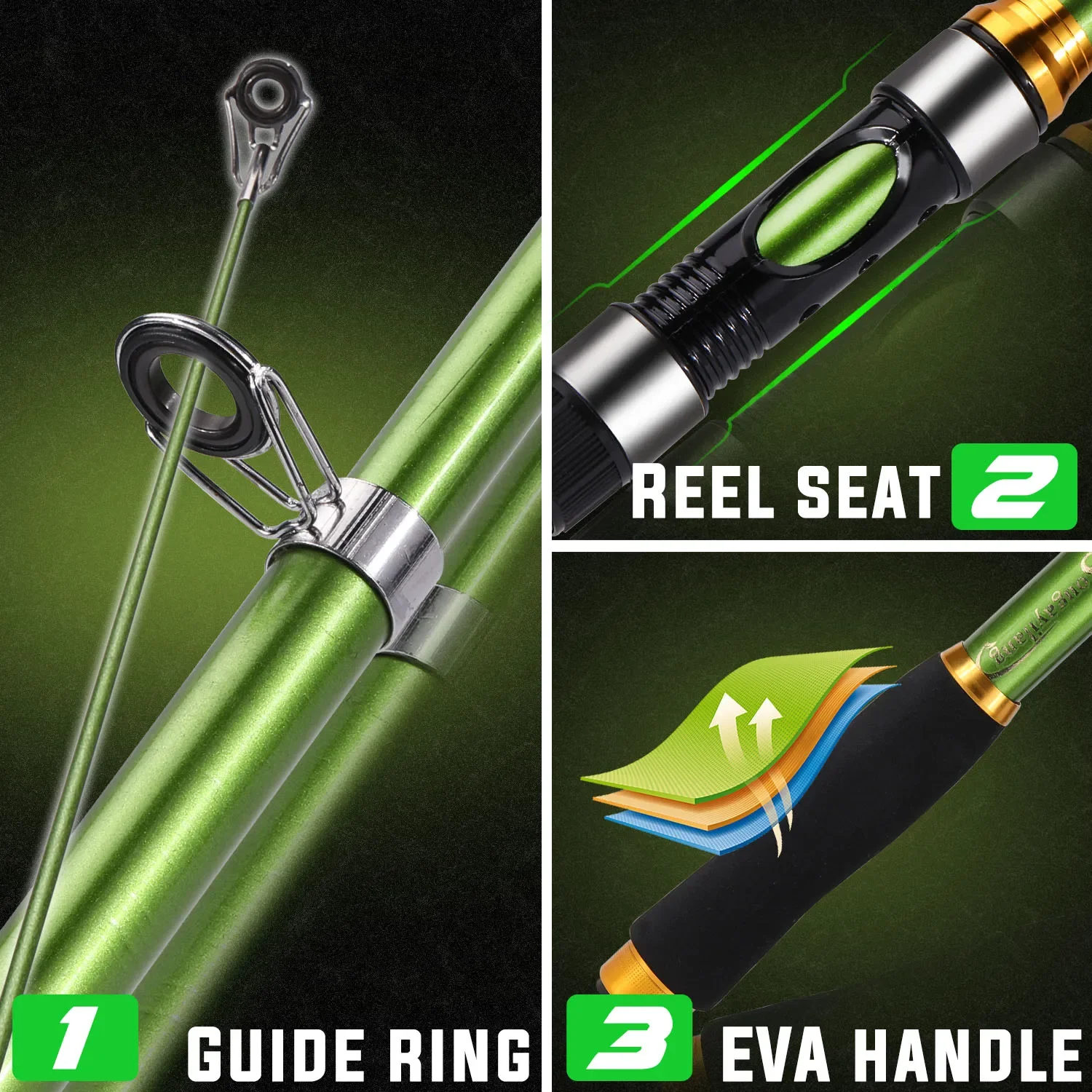 Sougayilang Telescopic Fishing Rod Reel Set 1.8-3.3m Glass Fiber Rod EVA Handle and 11+1BB 5.2:1 Gear Ratio Spinning Reel pesca