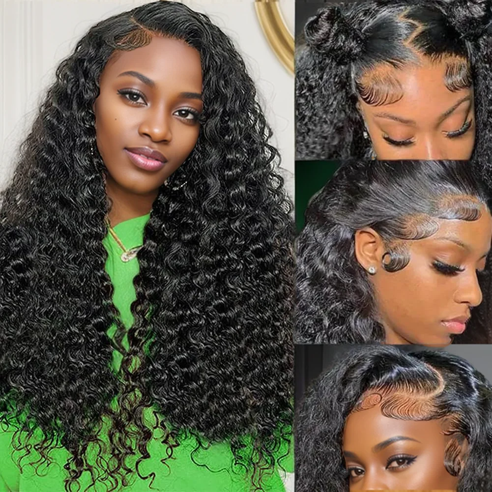 Deep Wave Lace Front Human Hair Wigs With Baby Hair Human Hair Lace Frontal Wig Bling Remy 13x6 Lace Frontal Wig