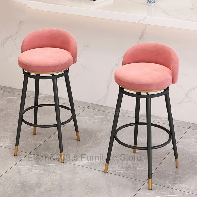 

Metal Swivel Bar Chair Pink Counter Barstool Metal Table Kitchen Bar Stool Modern Nordic Cadeira Giratoria Restaurant Furniture