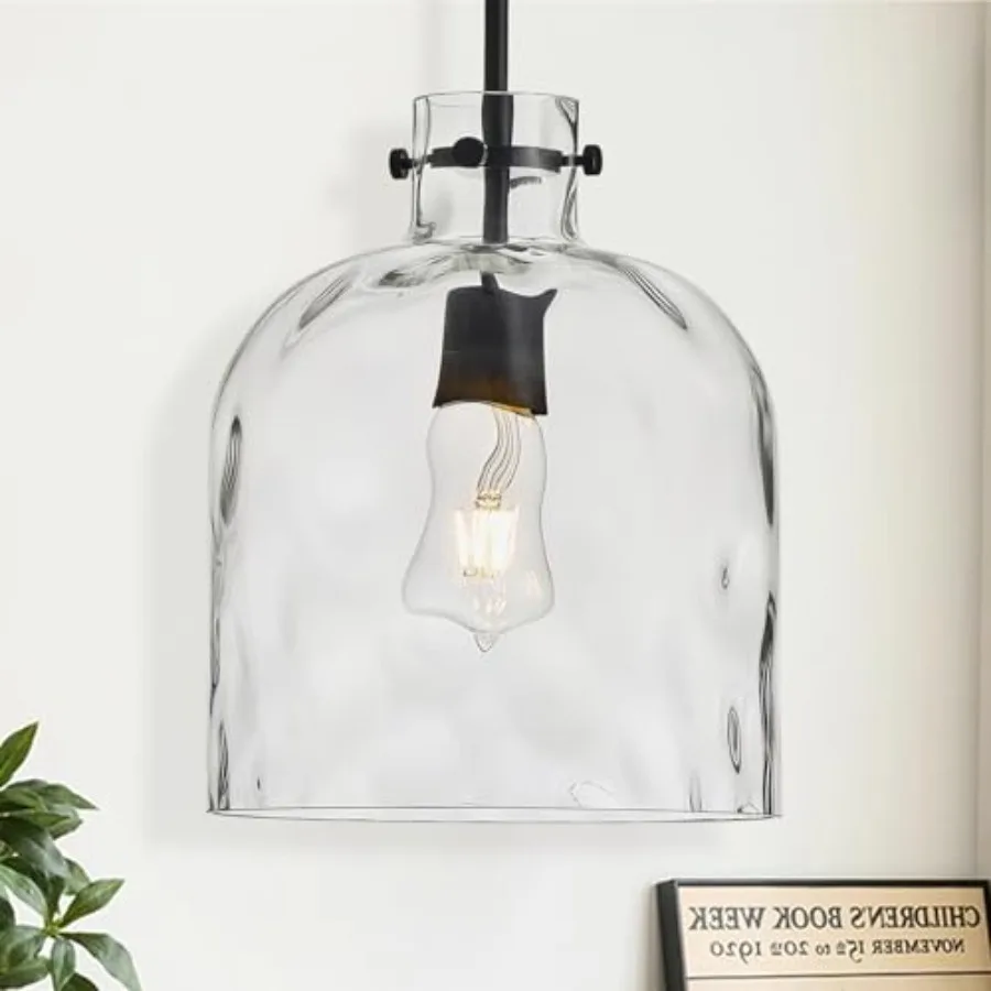 

Modern Glass Pendant Light 10-Inch Wide Single Dome Light Fixture, 1-Light E26 Ceiling Hanging Lamp for Kitchen Island, Dining