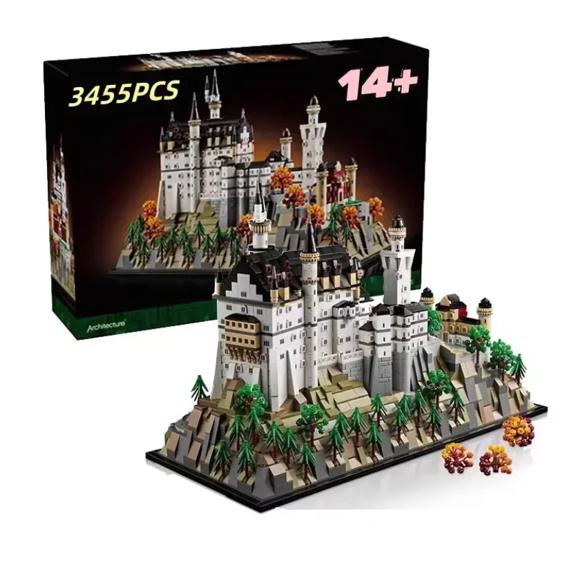 

2025 In Stock Neuschwanstein Castle Architectural Model Kit European Castle Forest landscape Building blocks Set for Adults Gift