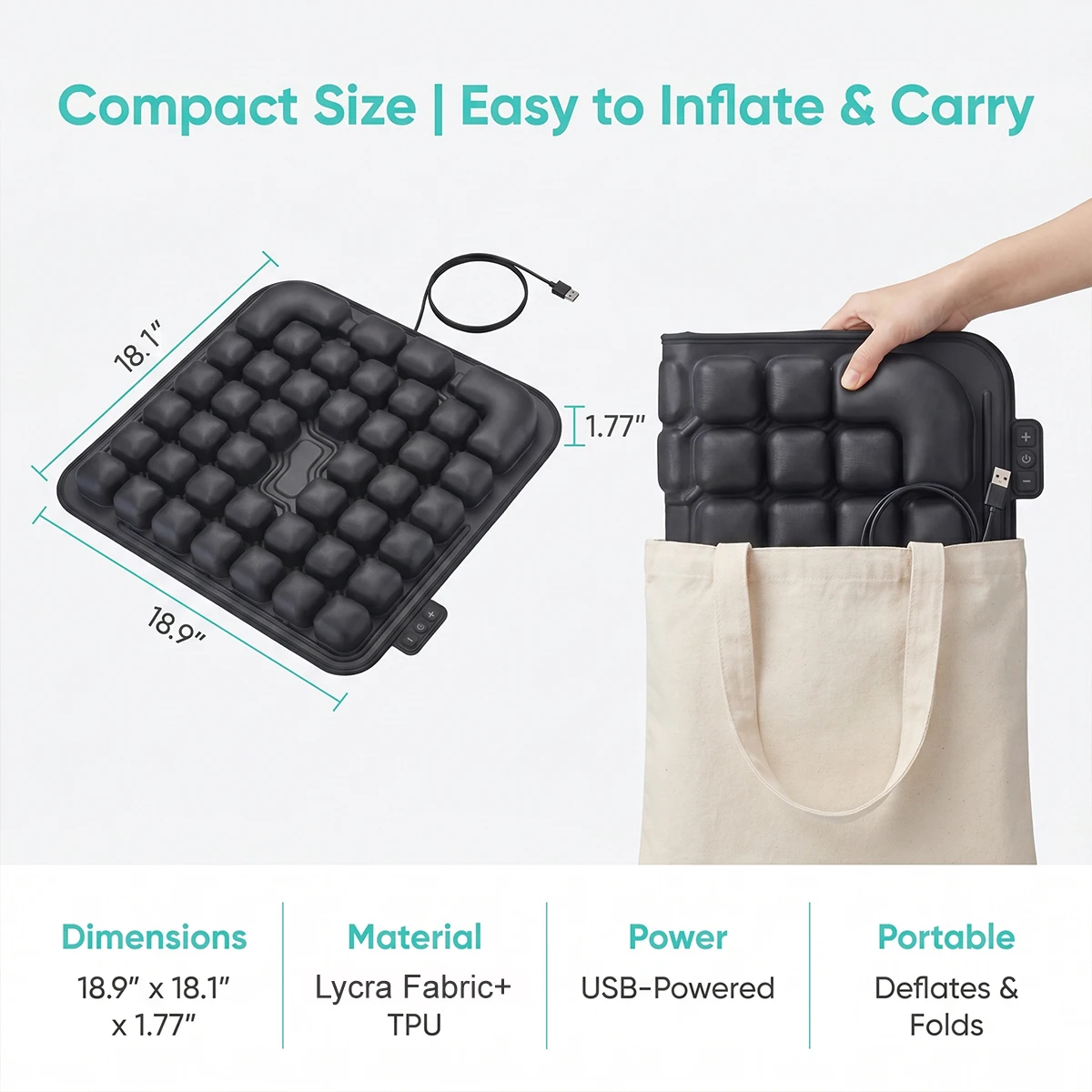 3D Air Compression Massage Seat Cushion Breathable Inflatable Office Car Seat Pad view 6
