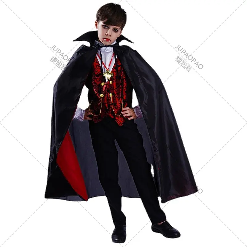 Disfraz de fiesta de vampiro para niño pequeño, traje de juego de rol de vampiro para escenario, Cosplay de Halloween en línea, actuación en vivo