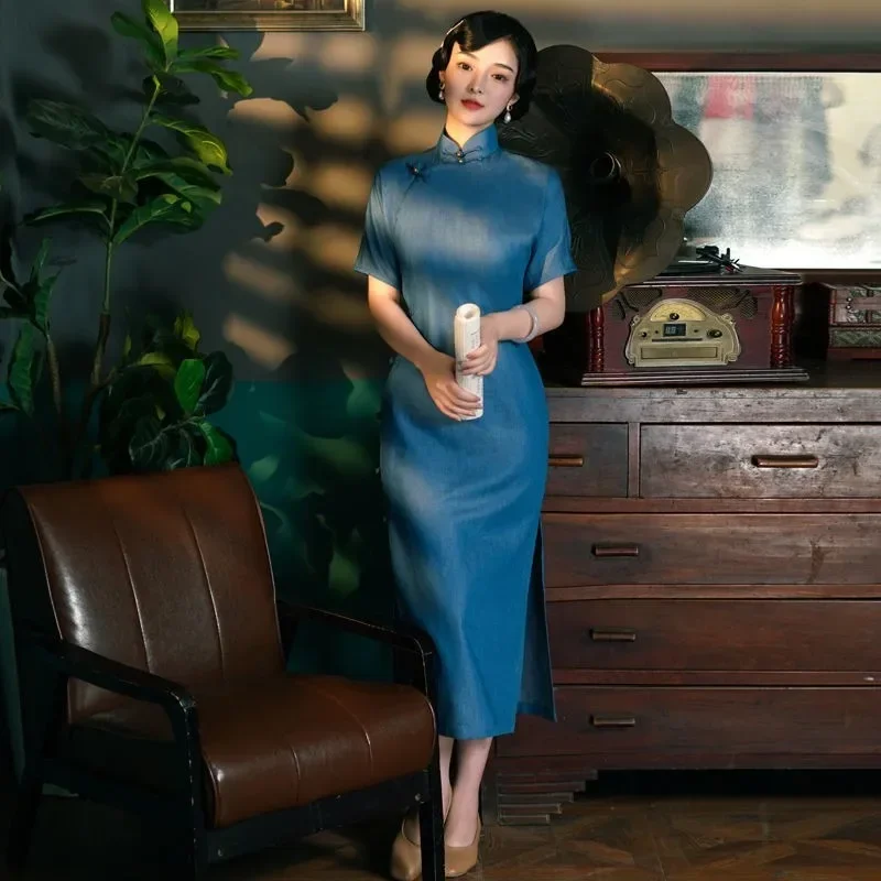 Vintage Loose Qi Pao Elegant Women Traditional Cheongsam Dress Folk Style Traditional Chinese Qipao Elegant Party Dress