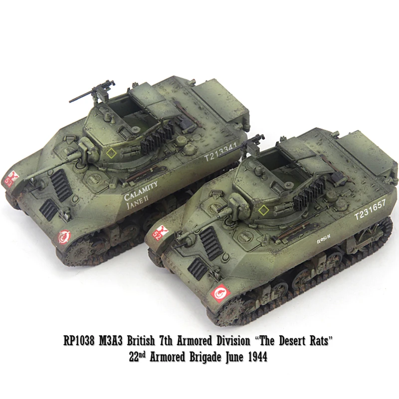 1: 72 RP1038 M3A3 Light Tank 22nd Armored Brigade of British 7th Armored Division (Set of 2) Finished product collection model