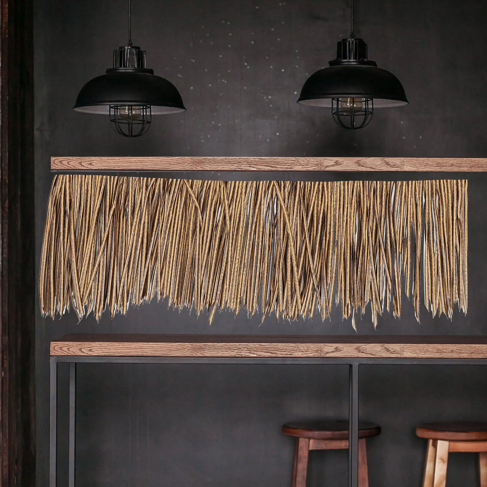 모조 초가지붕 인조 짚 지붕 장식용 초가지붕 정원 조경 DIY 열대 장식 방염 짚