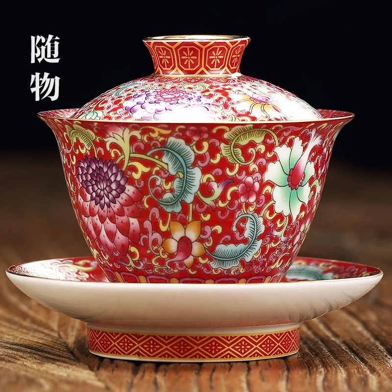 

Enamel Colored Three Ability Covered CeramiC Making Bowl, Cup, HouseHold Kung Fu Tea Set, Single Jingdezhen, Not