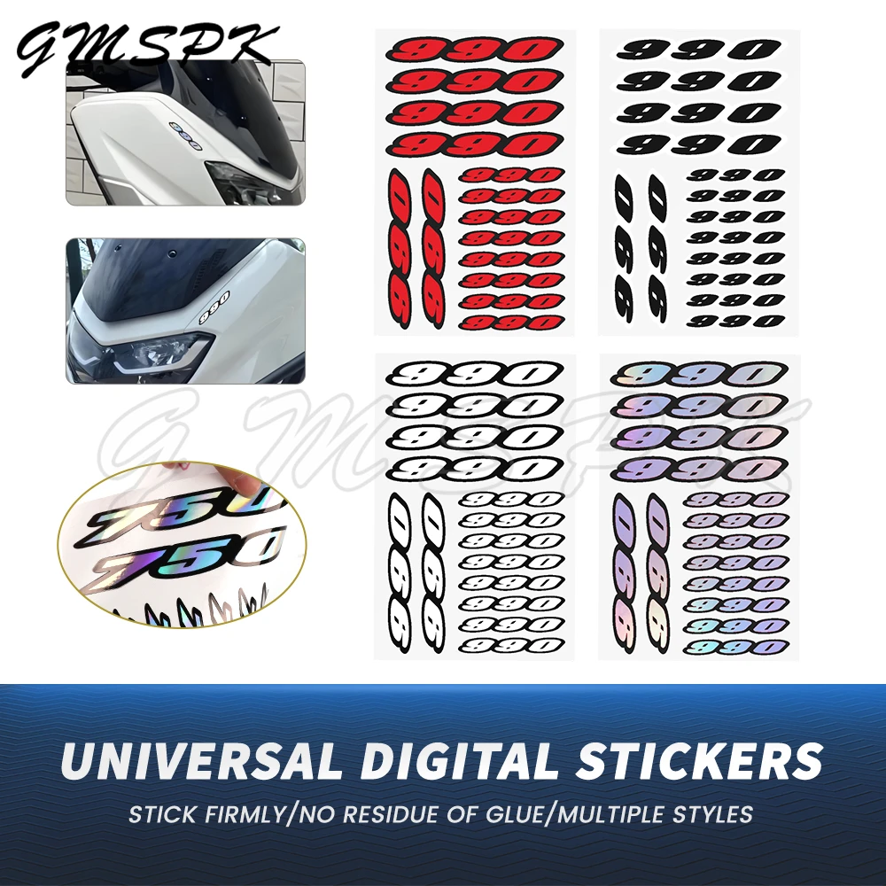 

990 Number Motorcycle Fairing Stickers Fuel Tank Windshield Decal For 990 Duke Adventure Supermoto SMR SMT Augusta Brutale 990R