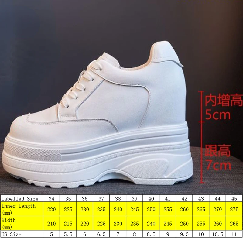 Fujin 11.5cm Natural Cow Genuine Leather Platform Wedge Hidden Heel Women Casual Shoes Chunky Sneakers High Heels Spring Autumn