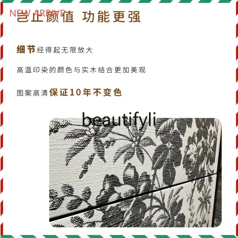 

D2520 French solid wood dining side cabinet, household living room entrance storage cabinet, installation-free integrated