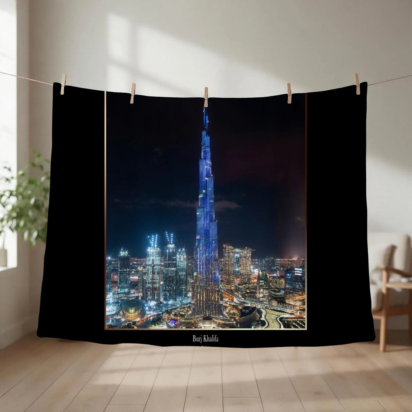 Burj Khalifa, Dubai, United Arab Emirates, UAE Throw Blanket couch cozy soft plush fuzzy picnic outdoor blanket