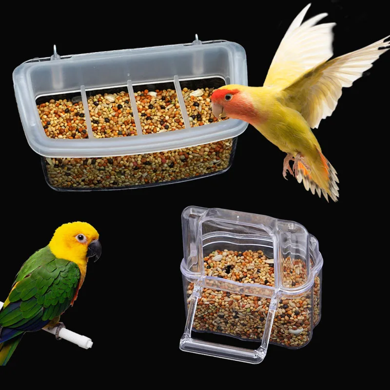 Parrot Feeder Drinker Bird Supplies Bird Cage Parrot Birds Water Hanging Bowl Feeder Box Pet Cage Plastic Food Container