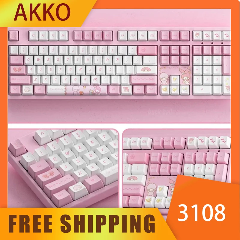 

AKKO 3087 Melody Keyboard 3108 Usb Wired Mechanical Gaming Keyboard Pbt Full Key Without Impulse Custom Keyboard For Gamer