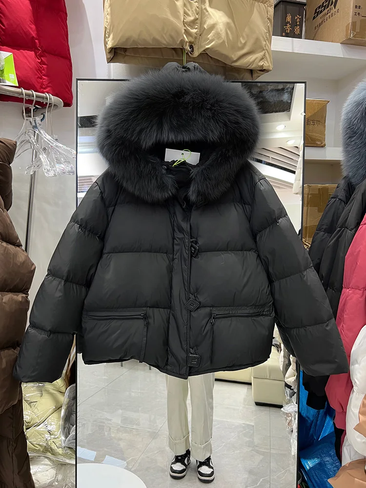Korean Version Thicken Warm Hooded Coats Women Short Style Solid Color Winter New Versatile White Duck Down Jackets