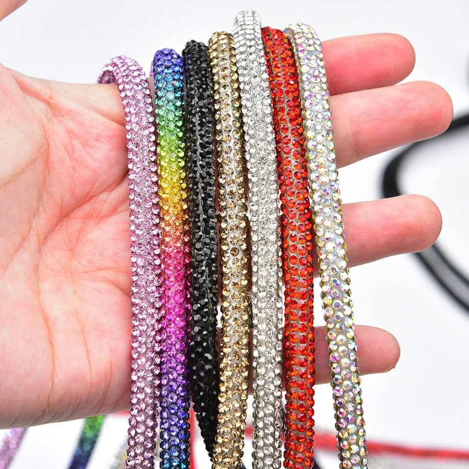 Bling Round Rhinestone Soft Tube Shoelace Rope Crystal Rhinestone Rope Rhinestone Adhesive Rope Trimming