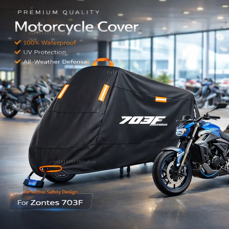 For Zontes 703F 2025 Motorcycle Cover Waterproof Heavy Duty Polyester Tarpaulin UV Protective Outdoor Rain Dust Sun Protector