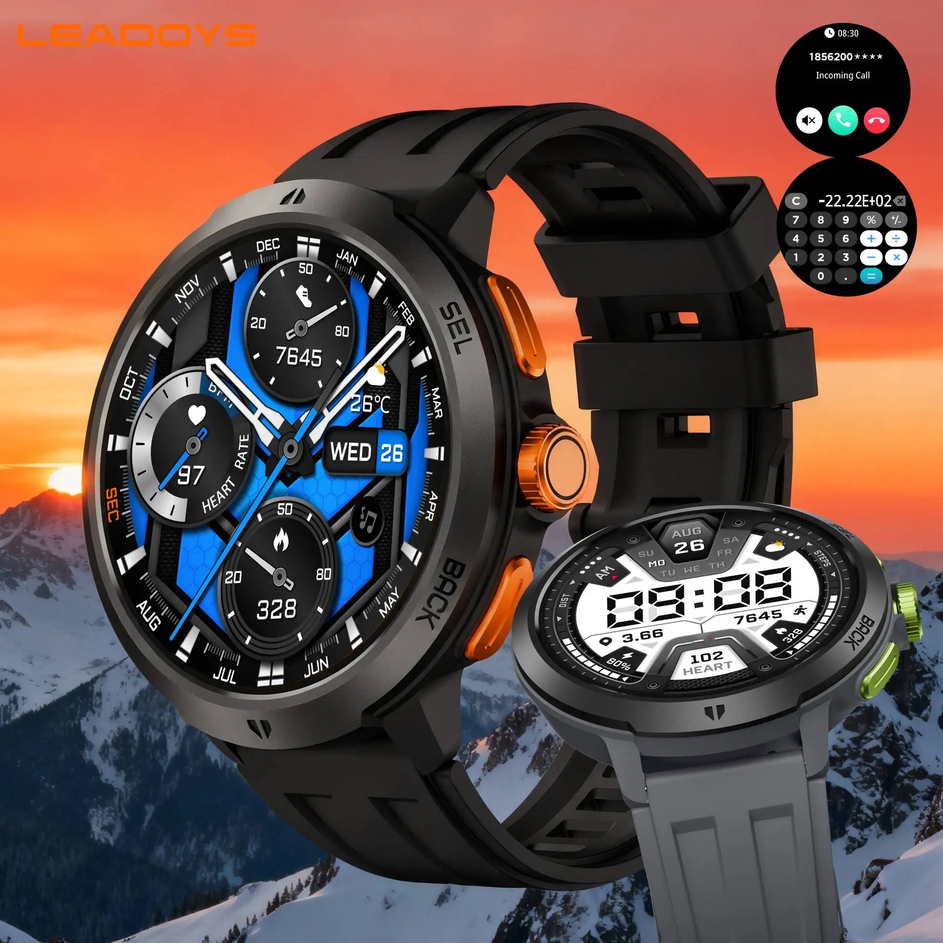 LEADOYS C33 MP3 Smart Watch Outdoor Sports Watch with Big Memory Recording Function Make/Answer Phone Calls Free Shipping
