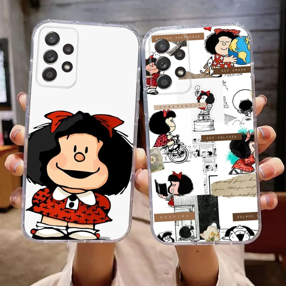 M-Mafaldas Cute Phone Case For Samsung Galaxy A71,70,52,51,40,31,A50,30S,21S,Note20ultra Transparent Cover