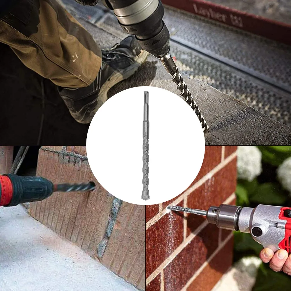 5pcs Carbide Tip Rotary Hammer Drill Bits 210mm Length 2 Flute Spiral Concrete Drill Bits SDS Plus Shank 23/32 in x 8.3 in