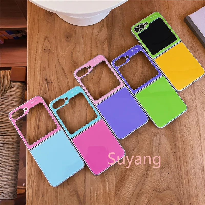 Cute Dopamine Color Collision Jelly Hard Shockproof Phone Case For Samsung Galaxy ZFlip7 FE ZFlip6 ZFlip5 Flip4 Flip3 Cover Gift