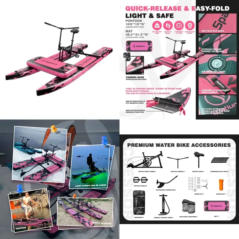 Spatium Water Bikes Prices Manufacturers Sea Inflatable Pontoon Inflatable Pedal Water Bike Bicycle for Water Sports
