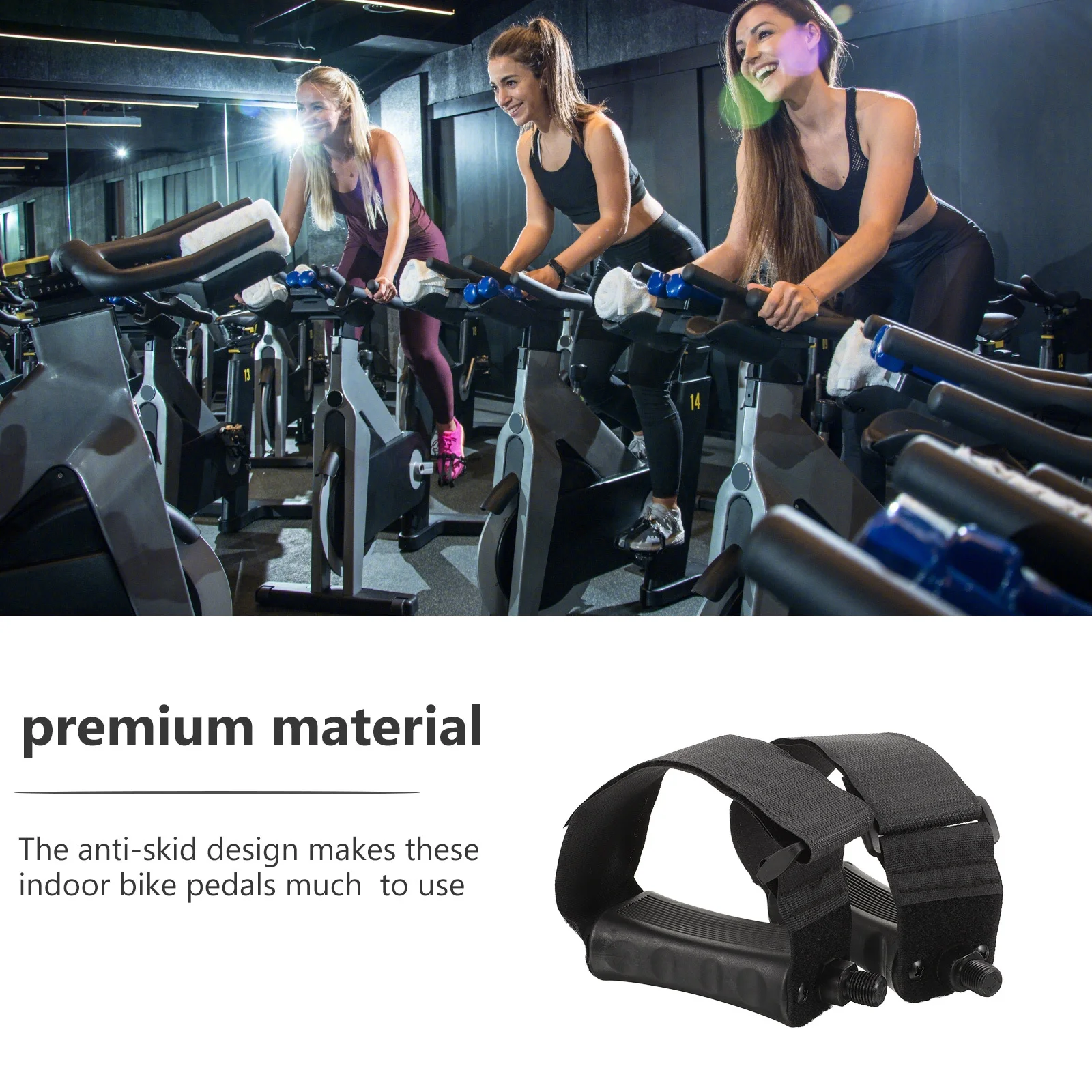 

1Pair Fitness Bike Pedals Indoor Anti-Skid Wide Stepping Surface Durable Lightweight Plastic Sticky Band Accessory