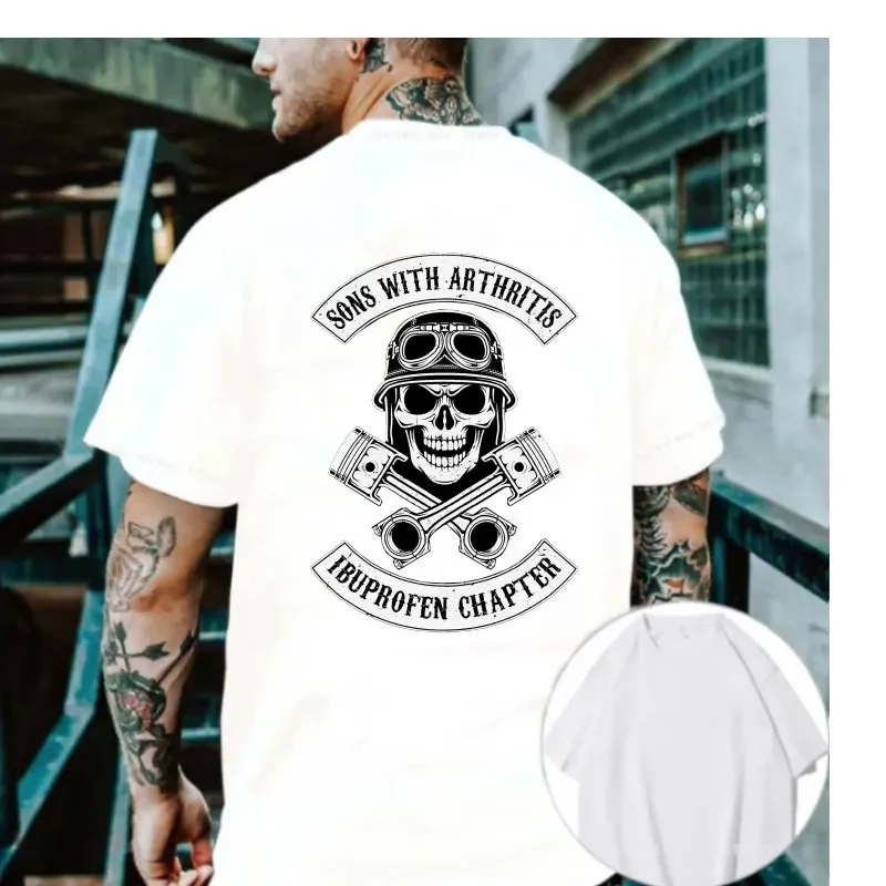 Camiseta divertida con estampado de dibujo animado para Hombre, camisa con estampado de dibujo animado, dibujo de Calavera, Ropa de calle gótica, color negro