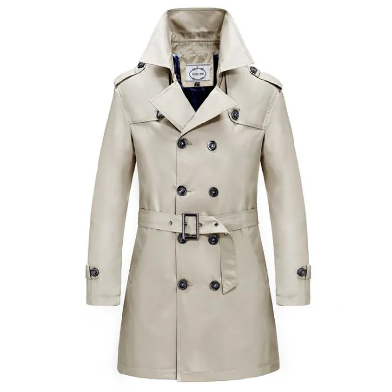 

Spring and autumn men's jacket new mid-length Business Casual double-breasted windbreaker coat