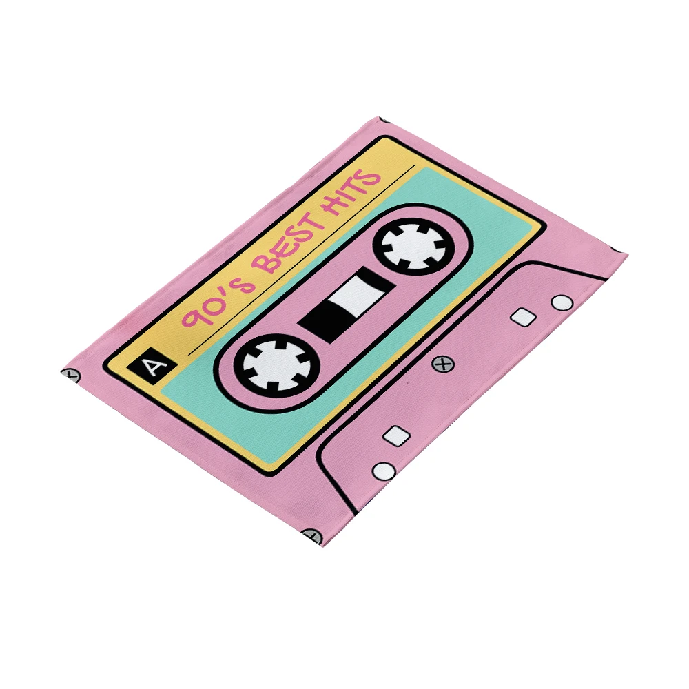 Home Kitchen Decor Table Mat Fun Cassette Music Tape Multi-Choice Heat-Resistant Non-Slip Wine Glass Plate Mat Washable Placemat