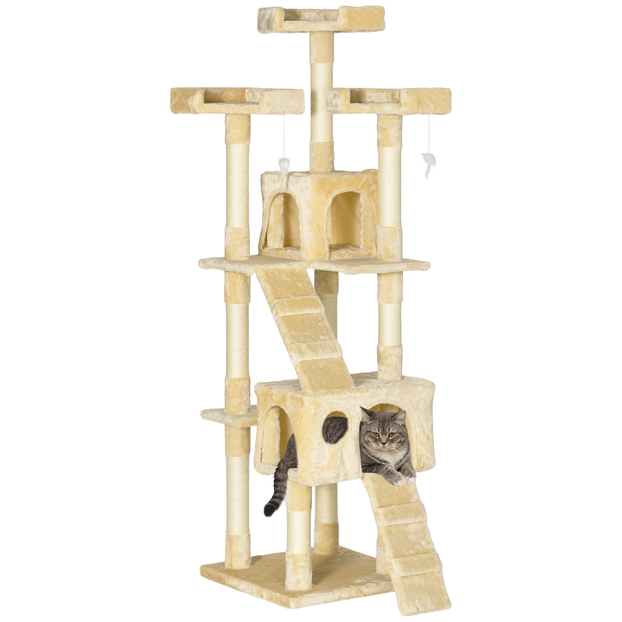 PawHut Sigurbol Rascador voor Gatos Grande 49x49x173 cm met Multiples Niveles