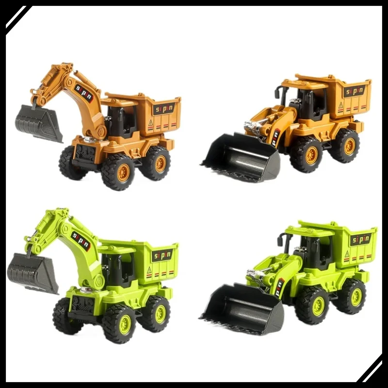 

1:50 строительный грузовик из сплава, набор игрушек, экскаватор, бульдозер, самосвал, фронтальный погрузчик, инженерные машины для детей, подарки для мальчиков