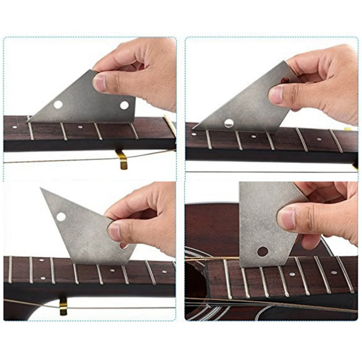 Set di strumenti per chitarra Lima in acciaio inossidabile Lima per scanalatura per dadi per chitarra Luthier, lima per livellamento tasti per chitarra, pad per smerigliatura delle corde