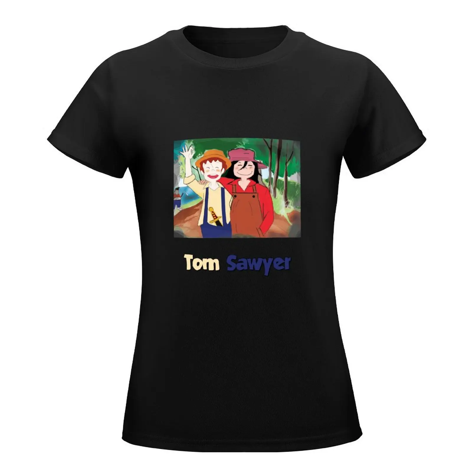 Tom Sawyer and Huckleberry Finn T-Shirt vintage clothes anime clothes Women's cotton t-shirt