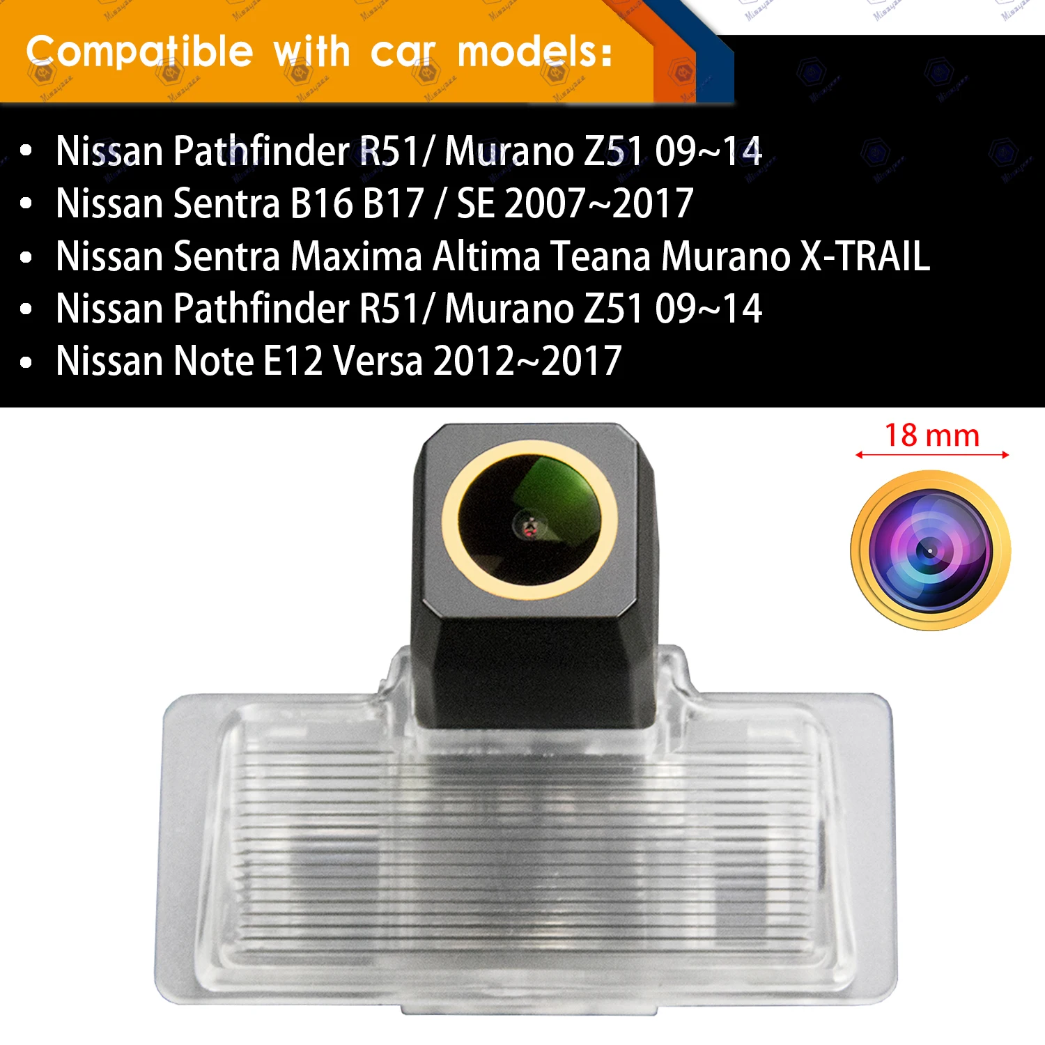 HD 1280* 720p Rear View Parking Camera for Nissan Sentra Pathfinder R51/ Murano Z51 2009-2014/ Nissan Note E12 Versa 2012-2017