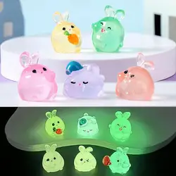 MicroLandscape Cute Glow-in-the-dark Bunny Animal Dolls Decorative Accessories Desktop Miniature Small Ornaments For Kids Gift