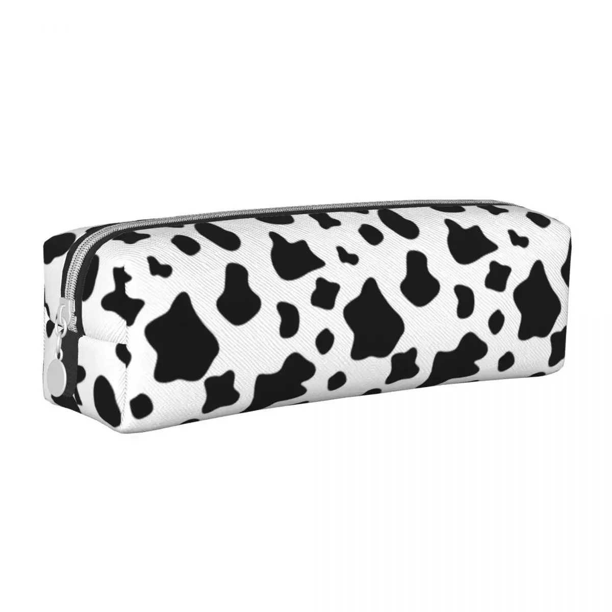 Farm Animal Print Square Pencil Case Funny Cow Spots Teens Vintage Leather  Box Back to School Zipper Pen Pouch