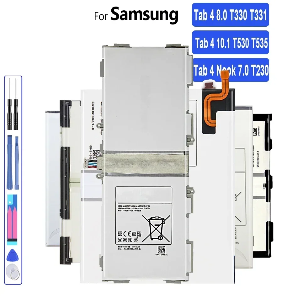 Battery for Samsung Galaxy Tab 4, 7.0, 8.0, 10.1, Tab4, SM T530, T531, T535, T330, T331, T230, T231, T235, SM-T530, SM-T535