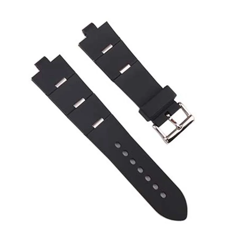 Compatible for Bvlgari rubber strap 22mm 25mm Bvlgari convex black silicone watch band for men and women belt buckle accessories