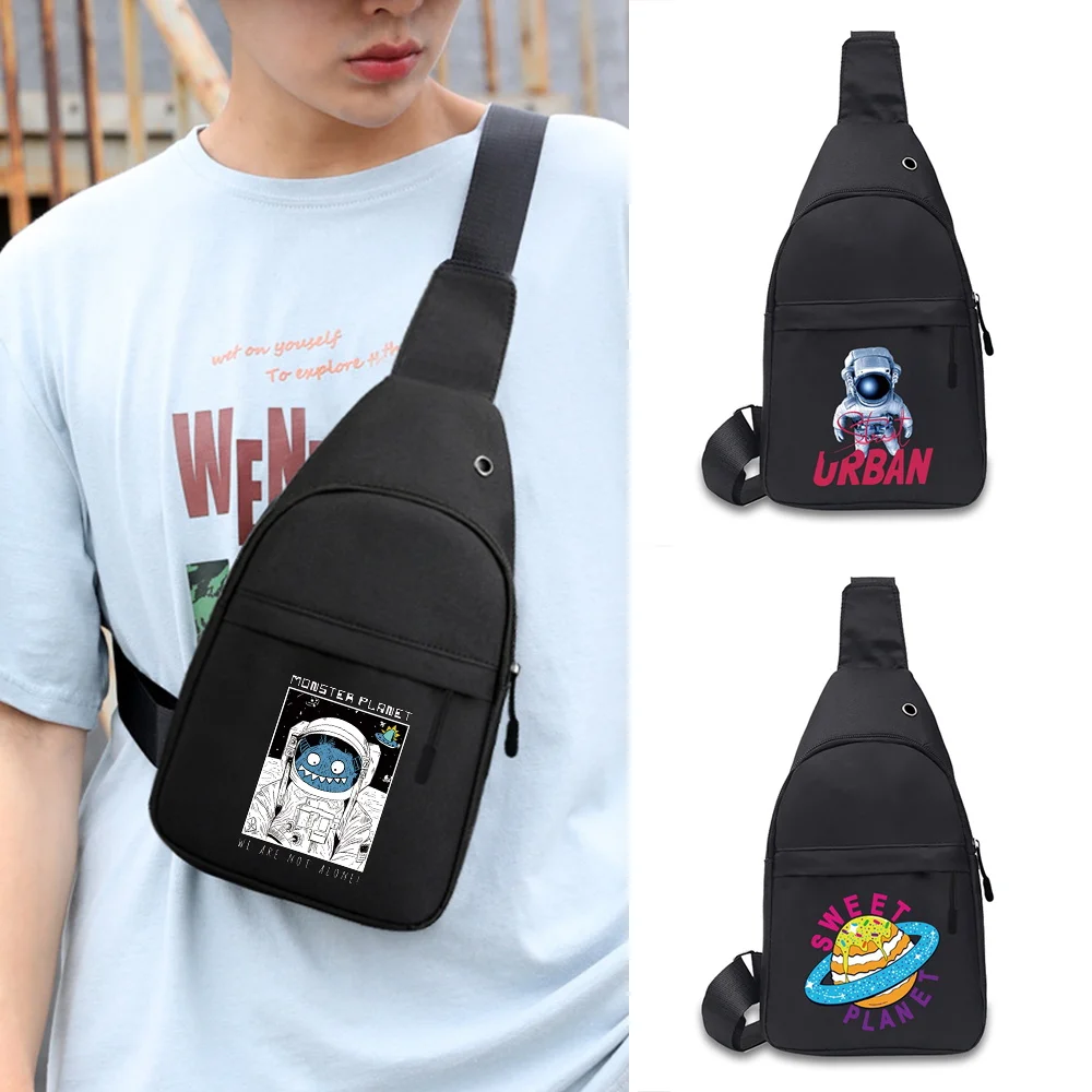 Outdoor Leisure Sports Men Chest Bag Mobile Phone Wallet Portable Astronaut Series Street Shoulder Crossbody Canvas Bags Unisex