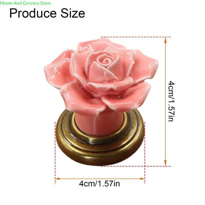 0xxa 4 pezzi in ceramica robusta ceramica a forma fiori manopole hardware in lega zinco facile installazione per mobili