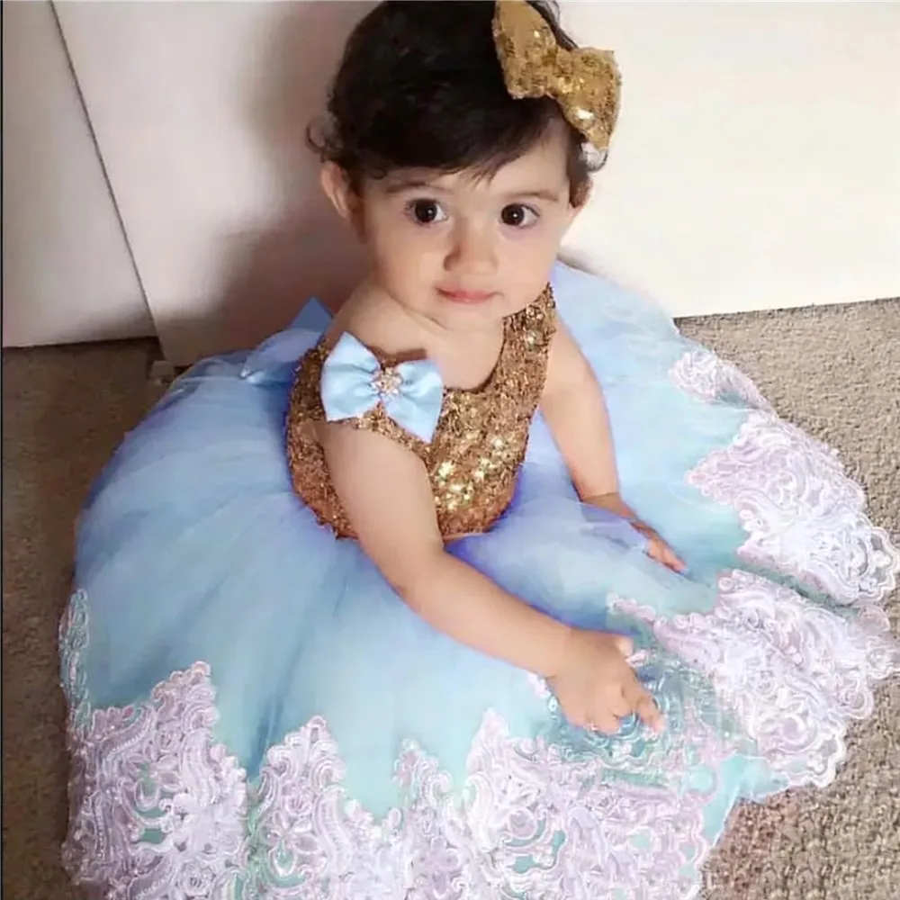 Abito da compleanno per bambina carino con applicazioni Abito da ragazza di fiori in pizzo per matrimonio Abito da ballo per prima comunione con paillettes personalizzato