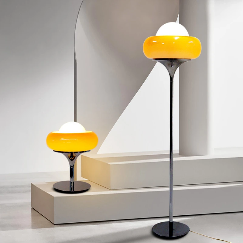 retro amarelo creme egg tart table light lampada bauhaus moderna quarto e cabeceira estudo e sala de estar guzzini designer 01