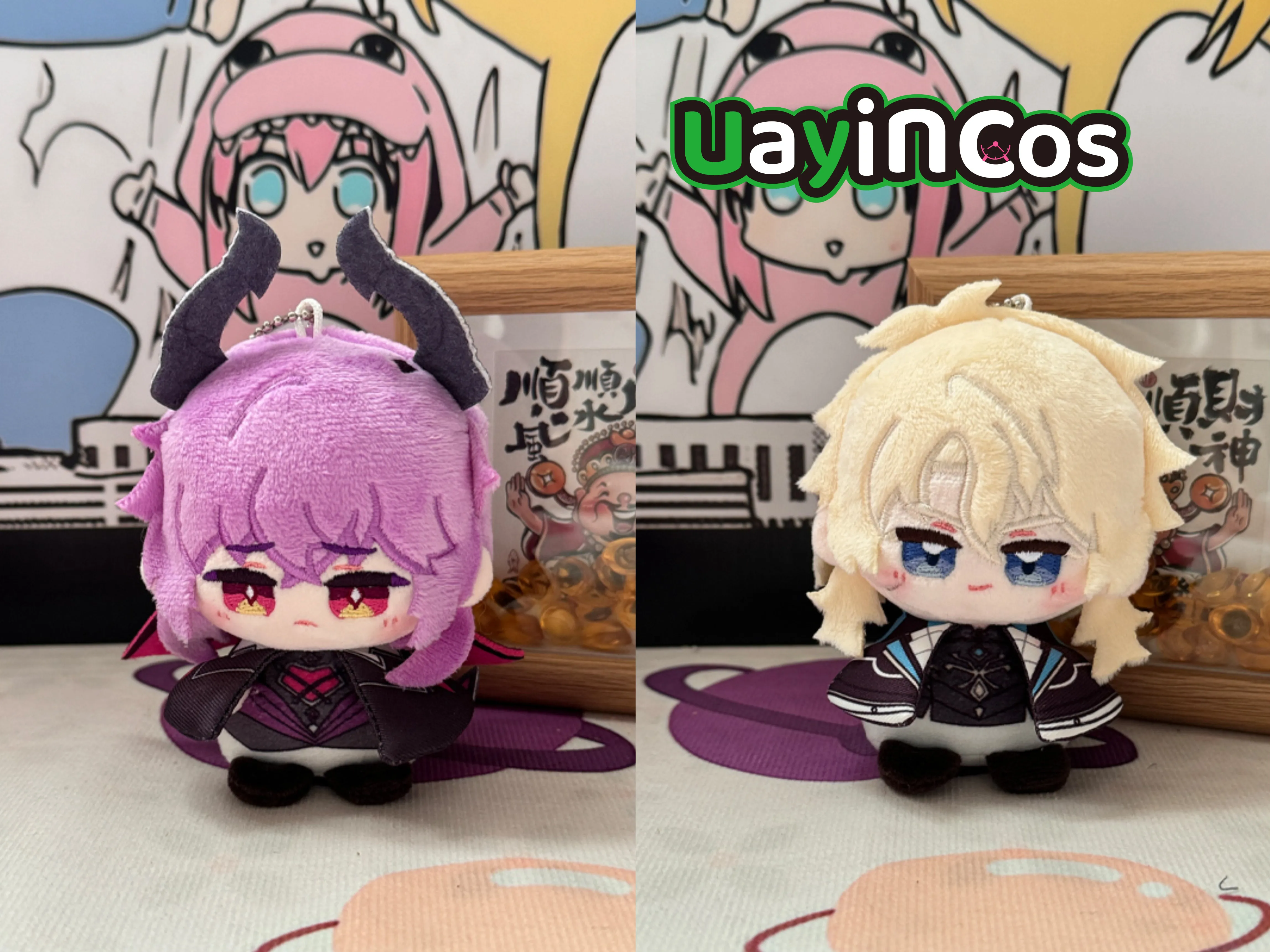 

12 см Genshin Impact Durin Varka Columbina Kyryll, мягкие плюшевые куклы, одежда, аниме-фигурка, игровой брелок, сумка, украшения, игрушка для детей