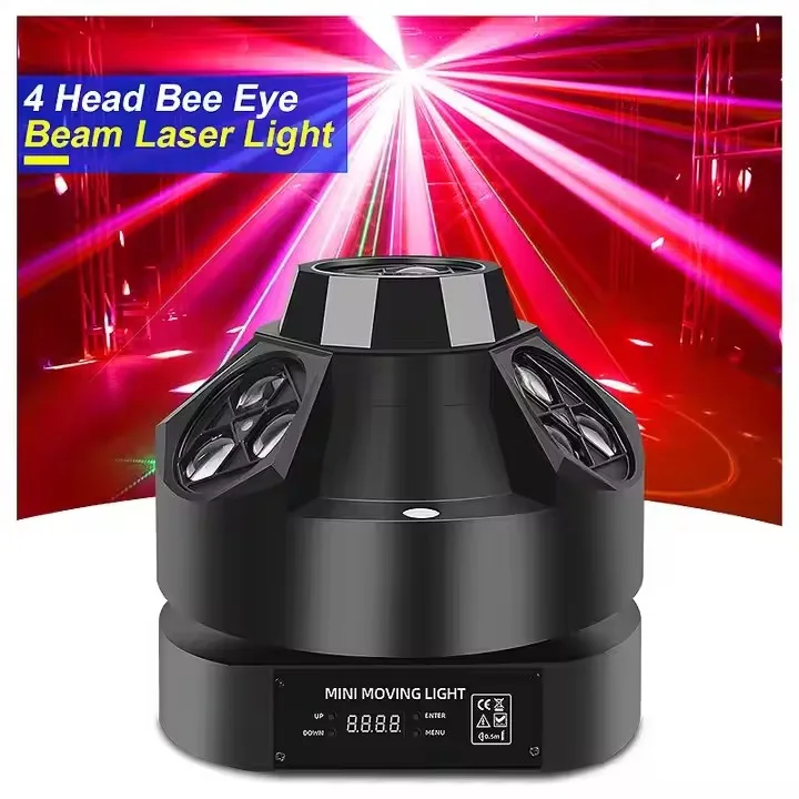 ضوء متحرك ليزر عين النحل الصغير لـ Dj Disco Night Club Bar RGBW 4 In1 LED عين النحل ضوء شعاع الرأس المتحرك
