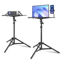 VEVOR Portable Projector Tripod Stand Adjustable Height with Tray&Gooseneck Phone Holder for Outdoor Movies Home Office Stage