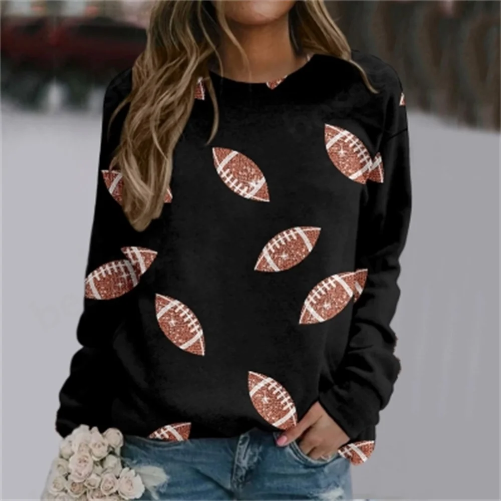 

Women's printed round neck sports and leisure hoodie without hat